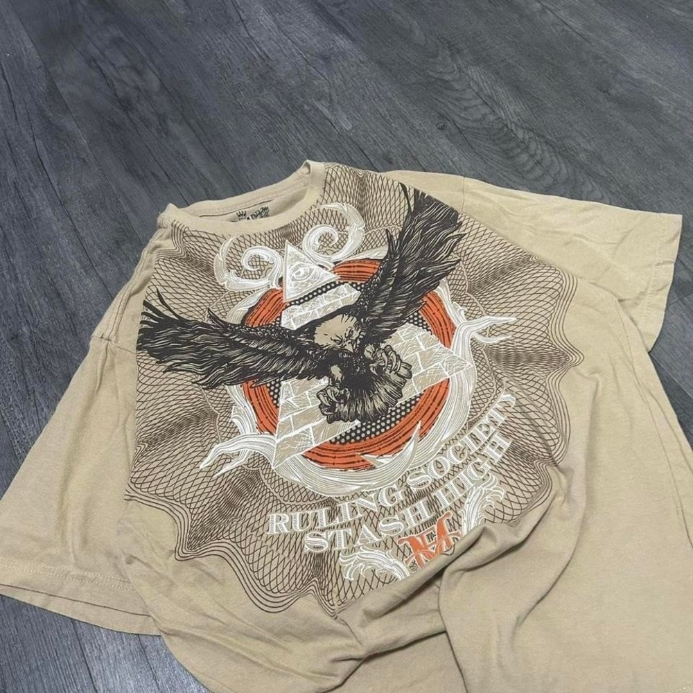 vintage Y2K crazy Illuminati eagle emo grunge graphic tee eagle design Size L
